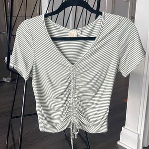 Green and white striped tee